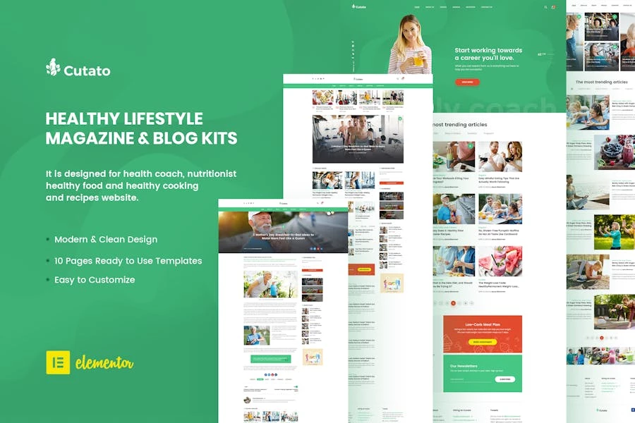 Cutato – Template Kit Elementor para revistas y blogs de estilo de vida saludable