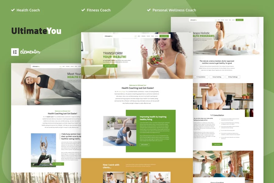 UltimateYou – Template Kit Elementor para entrenadores de salud