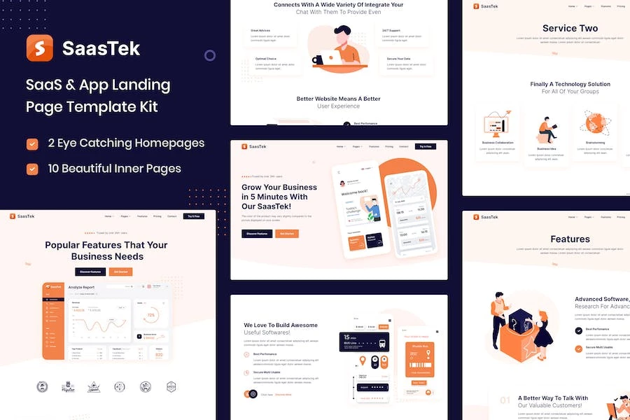 SaaStek – Template Kit Elementor de SaaS y tecnología
