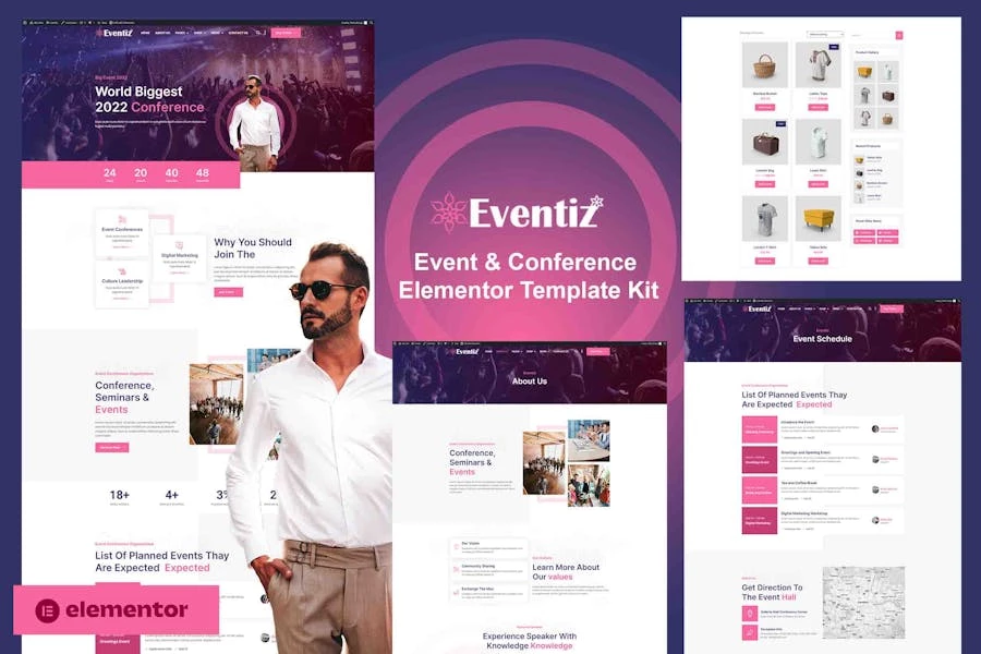 Eventiz – Template Kit Elementor Pro para eventos y conferencias