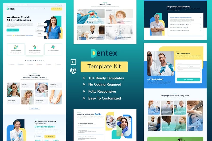 DENTEX – Template Kit Elementor para dentistas y cuidados dentales