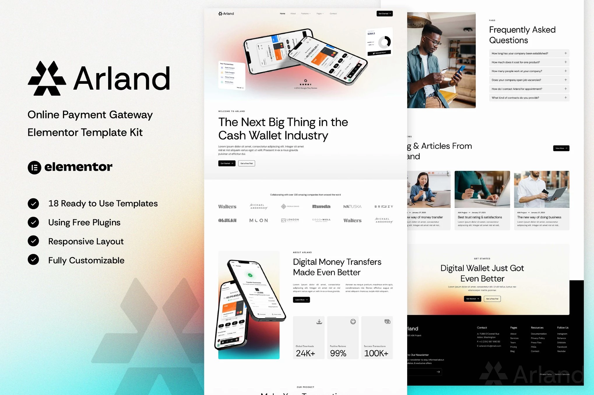 Arland – Kit de plantillas Elementor para pasarela de pago en línea