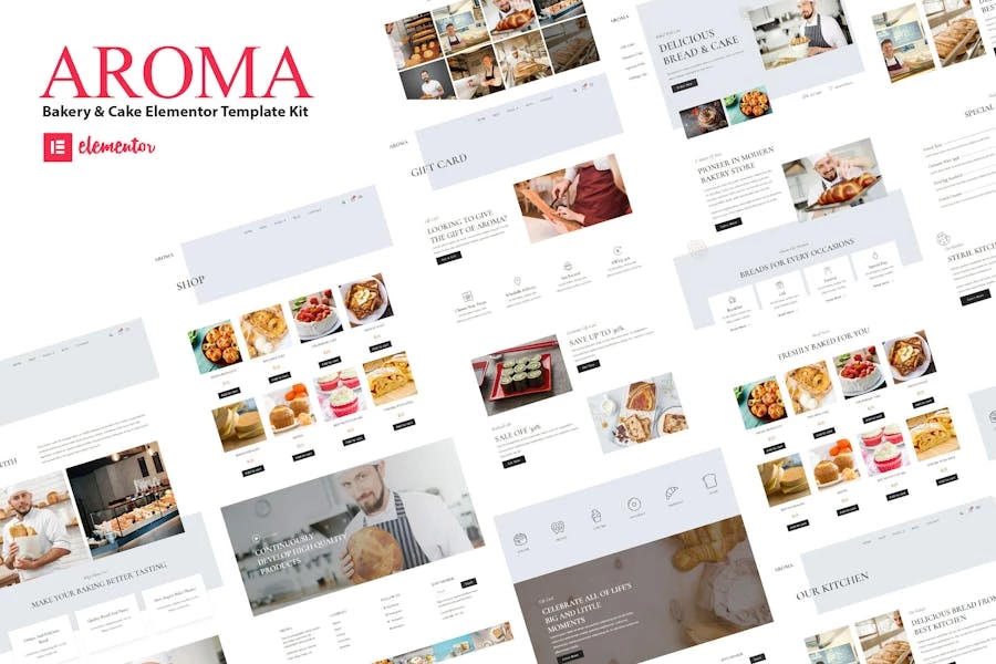 Aroma – Kit de plantillas Elementor para panadería y repostería