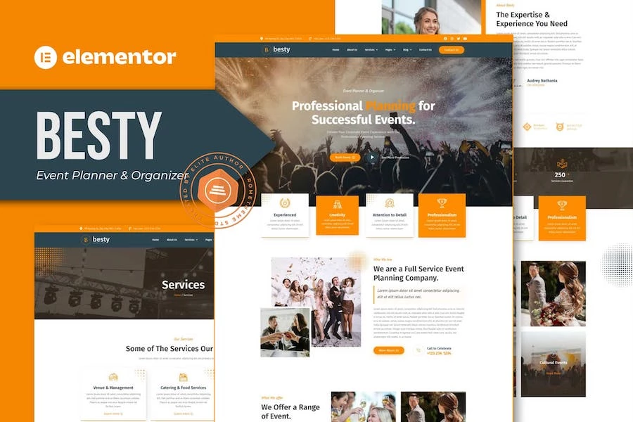 Besty – Template Kit Elementor para planificador y organizador de eventos