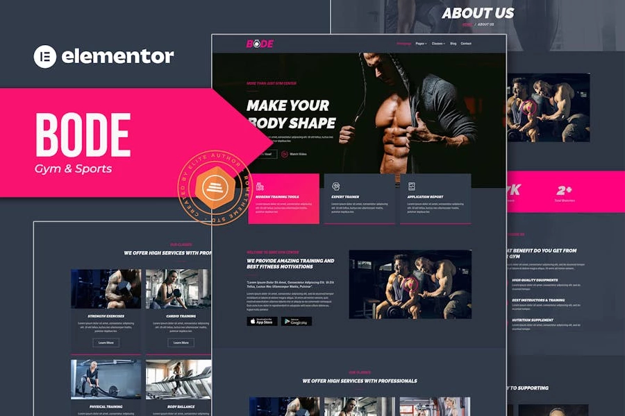 Bode – Template Kit Elementor para gimnasio y deportes