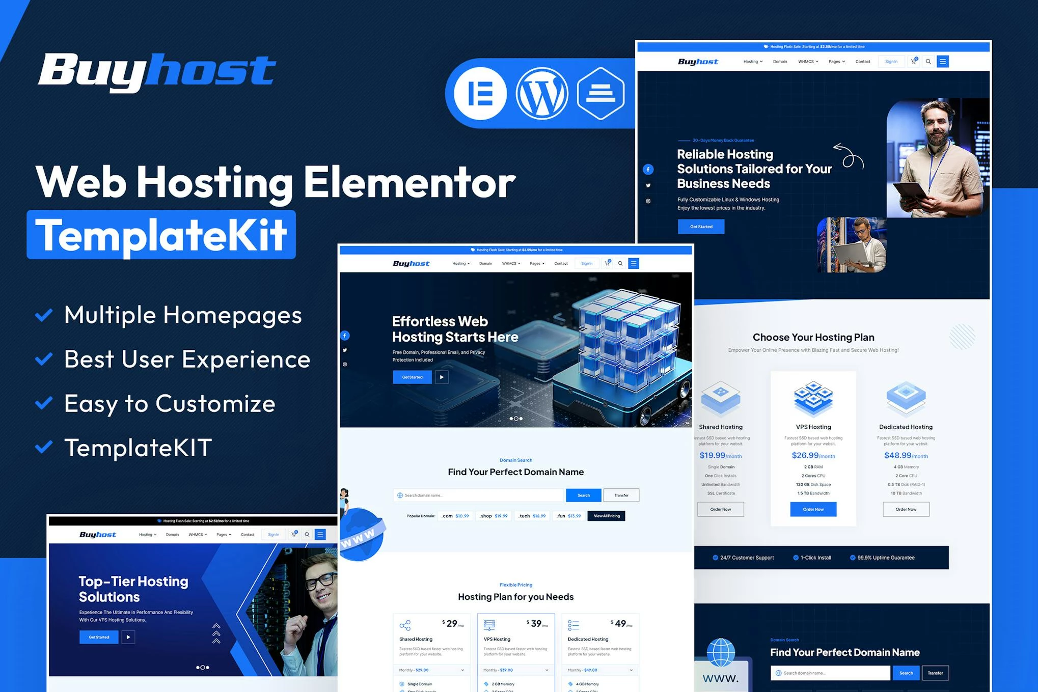 Buyhost – Kit de plantillas Elementor para alojamiento web