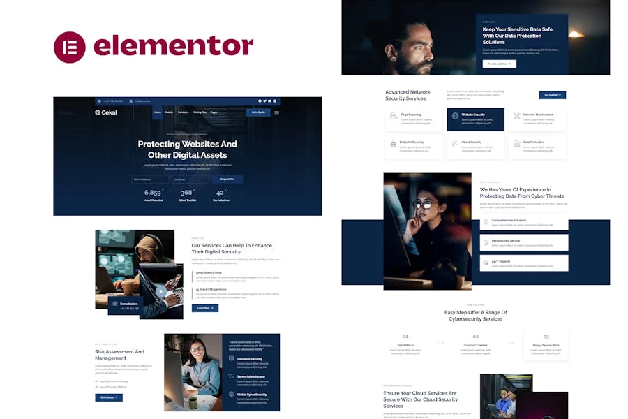 Cekal – Template Kit Elementor para servicios de ciberseguridad y TI
