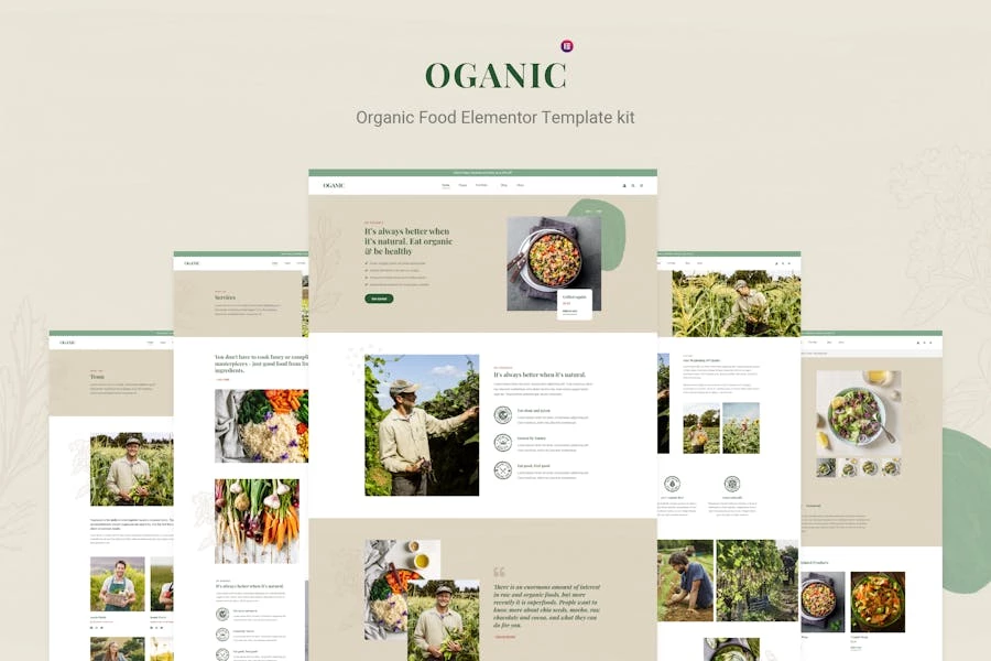 Organic – Kit de Plantillas Elementor de Alimentos Orgánicos