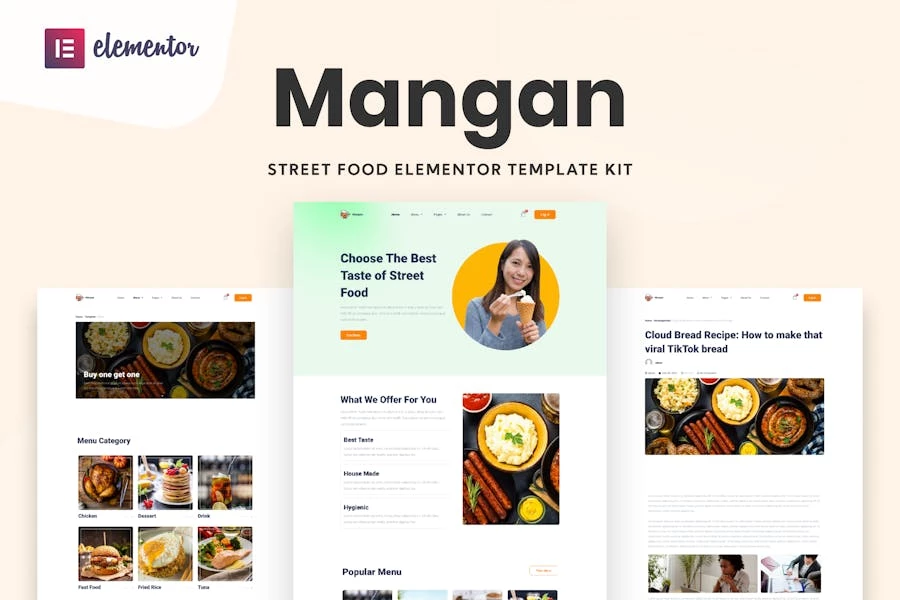 Mangan – Kit de plantillas Elementor para restaurantes