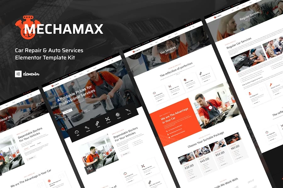 Mechamax – Kit de plantilla Elementor de reparación de automóviles y servicios de automóviles