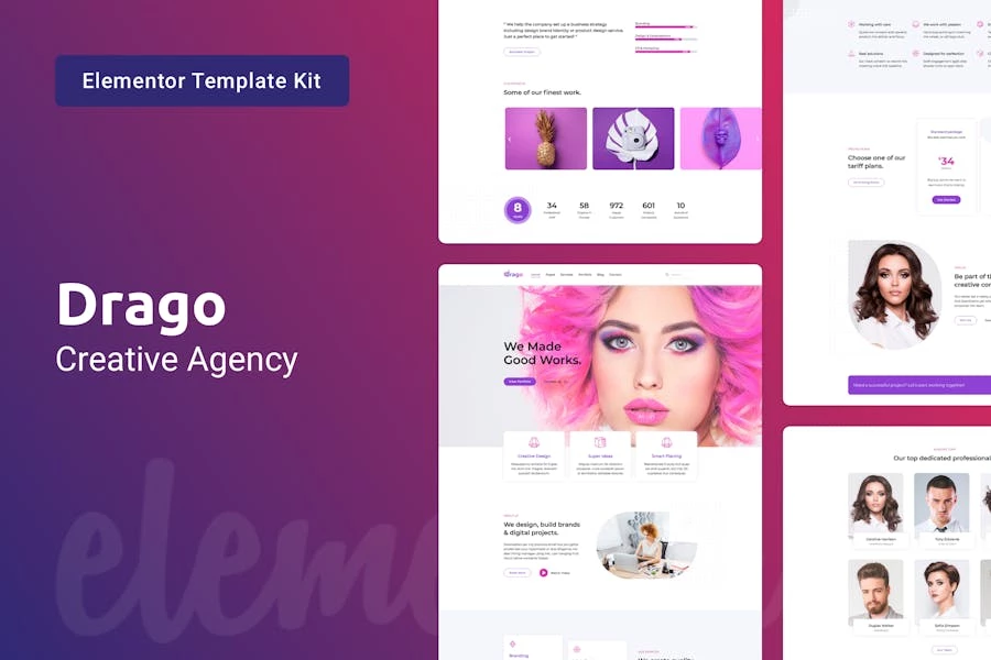 Drago – Kit de plantillas Elementor para Agencia Digital Creativa