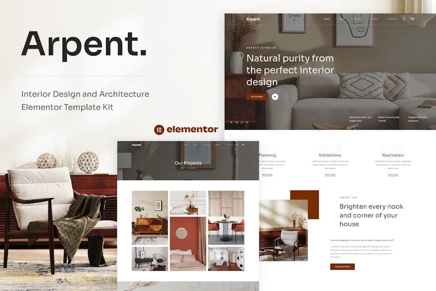 Arpent – Template Kit Elementor para diseño de interiores y arquitectura