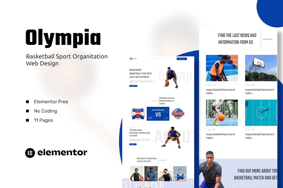 Olympia – Template Kits para organización deportiva de baloncesto