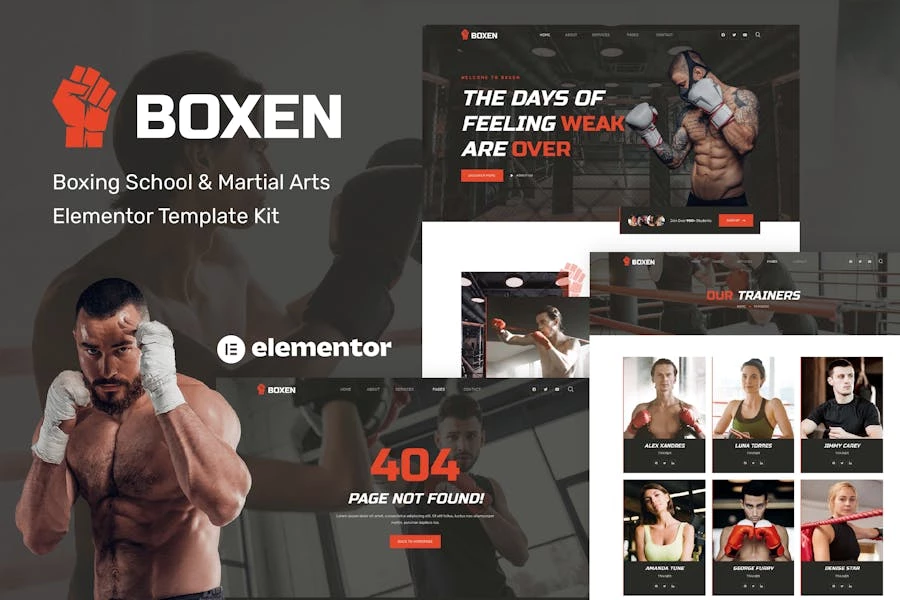 Boxen – Template Kit Elementor para Escuela de Boxeo y Artes Marciales