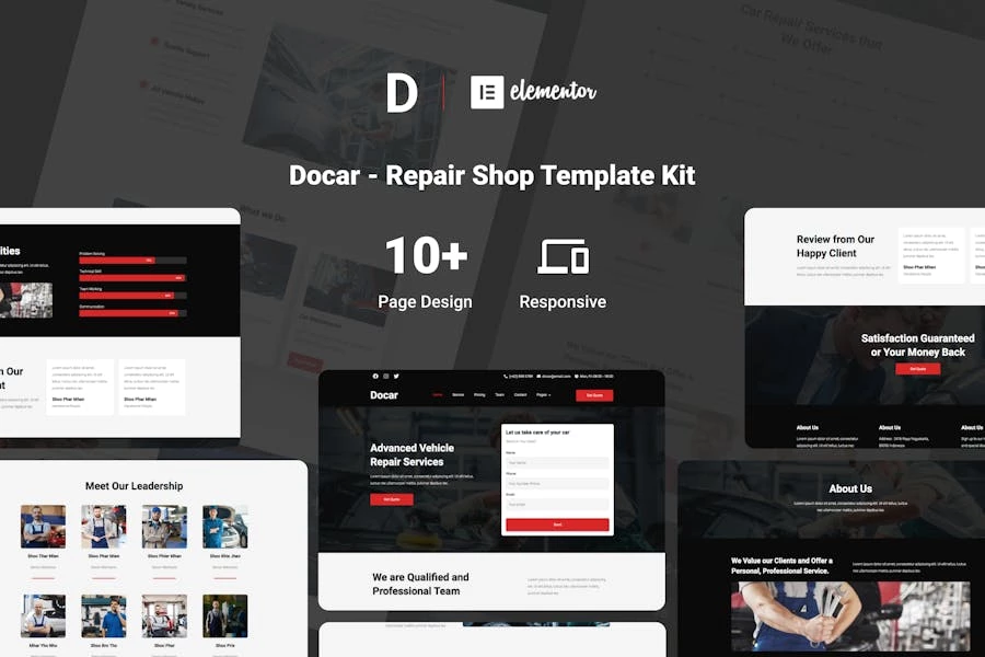 Docar – Kit de plantillas Elementor para talleres de reparación