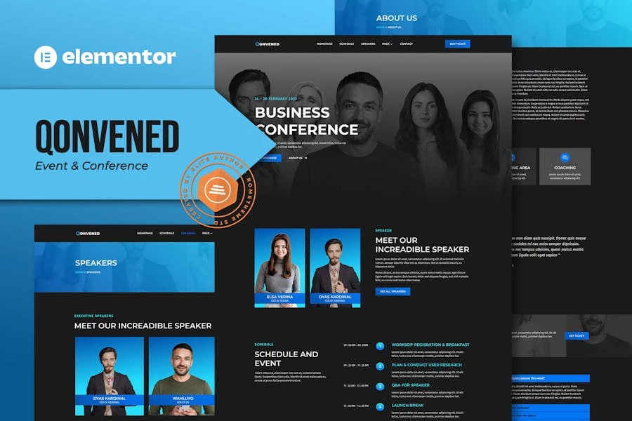 Qonvened – Template Kit de Elementor para eventos y conferencias
