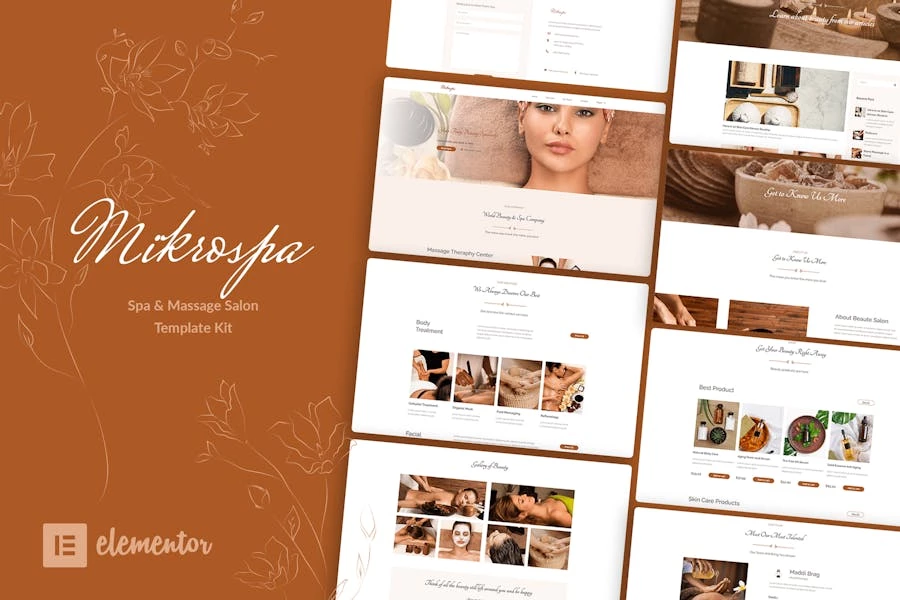 Mikrospa – Kit de plantillas Elementor para spa y masajes