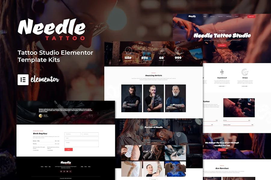 Needle – Kit de plantillas Elementor para estudio de tatuajes
