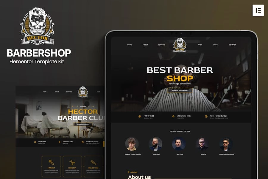 Hector – Template Kit Elementor para barbería