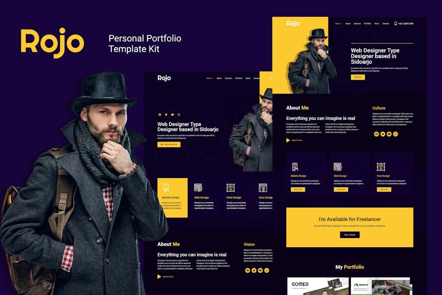 Rojo – Kit de plantillas Elementor para Porfolio Personal