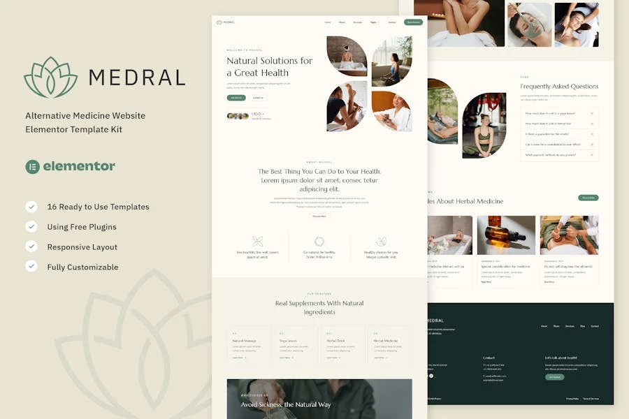Medral – Kit de plantillas Elementor para sitios web de medicina alternativa