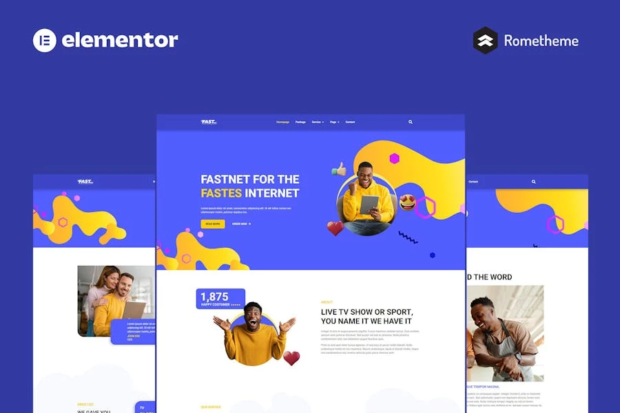 Fastnet – Template Kit de sitio completo Elementor Pro de banda ancha e Internet
