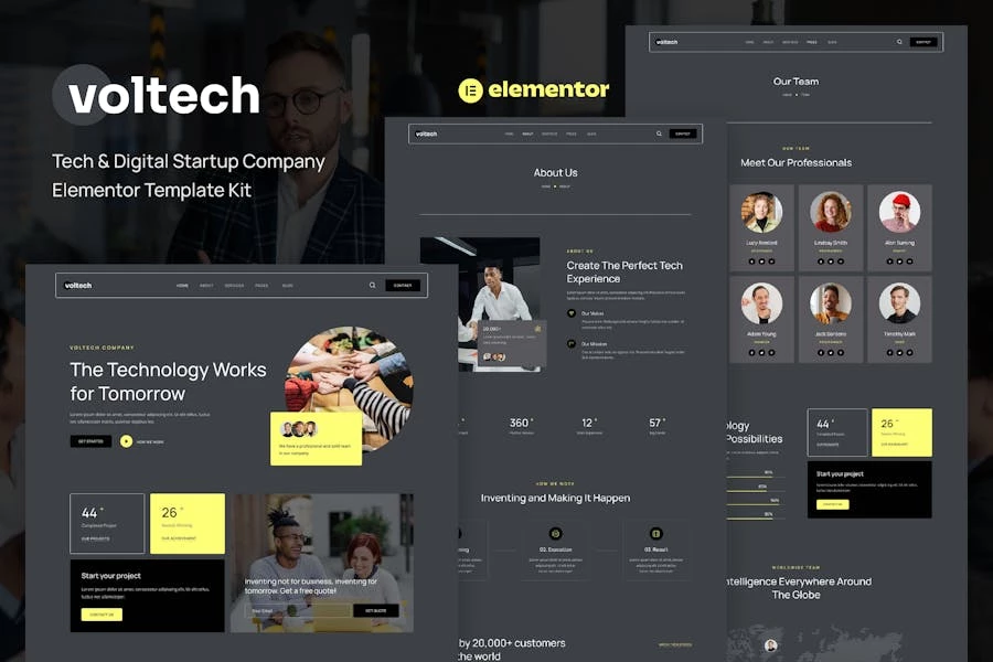 Voltech – Template Kit Elementor para empresas emergentes de tecnología y digital