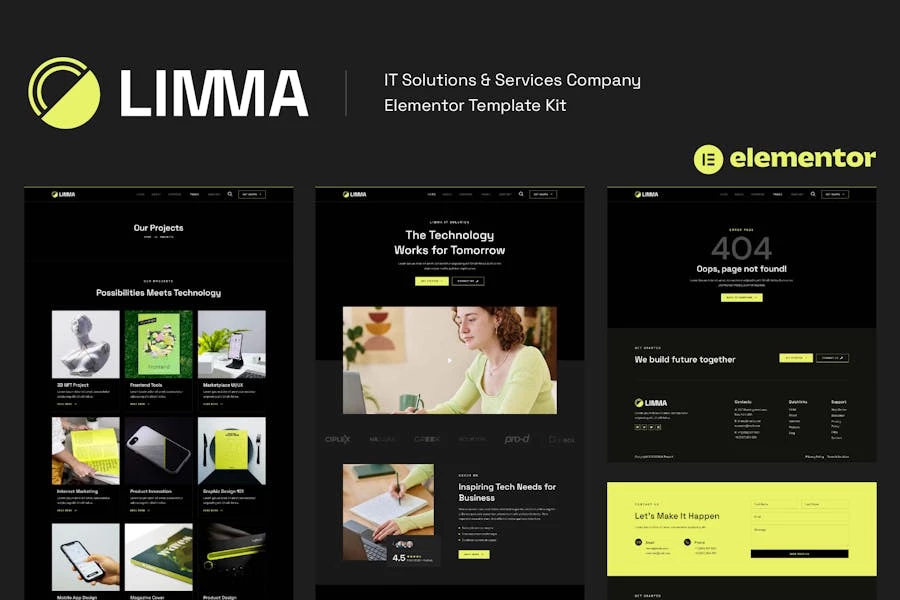Limma – Template Kit Elementor para empresas de soluciones y servicios de TI