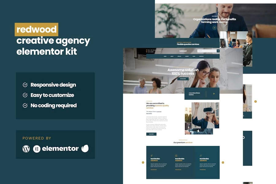 Redwood – Template Kit profesionales de Elementor empresarial de agencia creativa