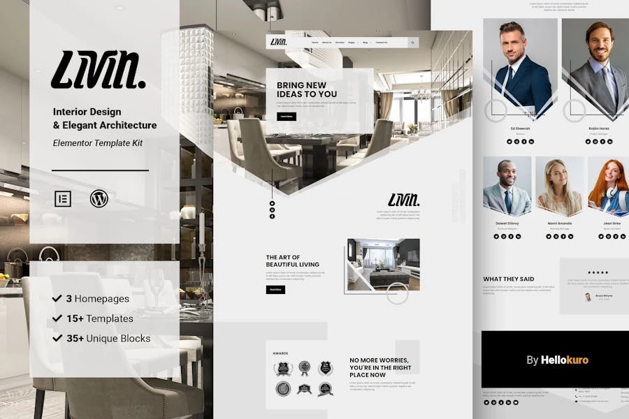 Livin – Template Kit Elementor de diseño de interiores y arquitectura