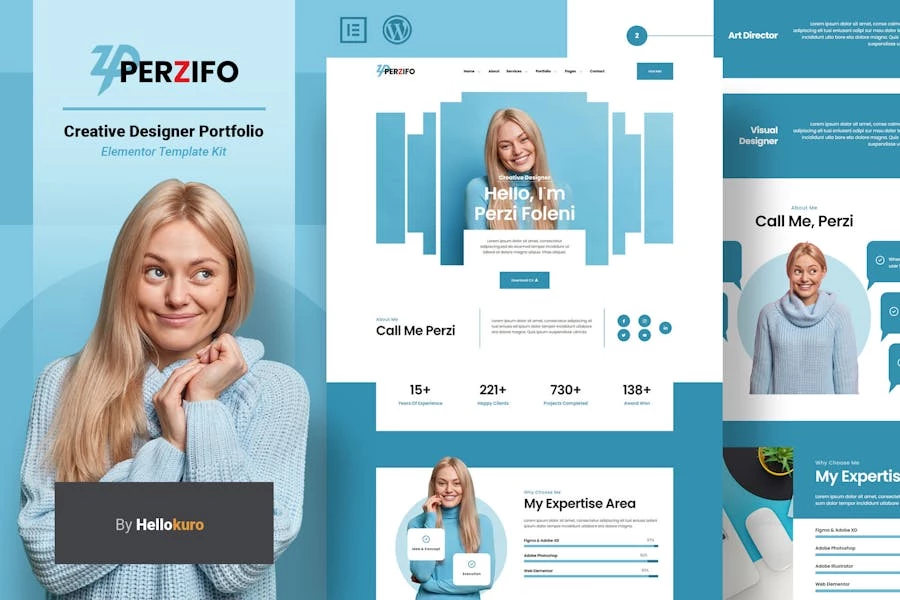 Perzifo – Kit de Plantillas Elementor para Porfolio de Diseñadores Creativos
