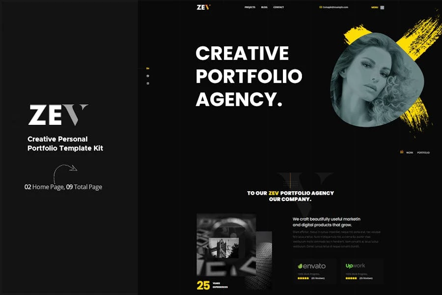 Zev – Template Kit creativas para Porfolio personal