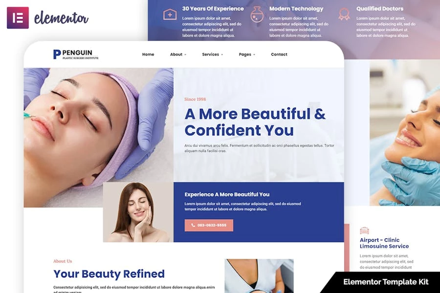 Penguin – Template Kit Elementor de cirugía plástica