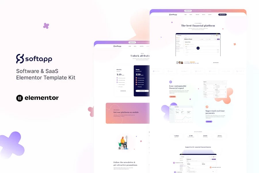 Softapp – Kit de plantillas Elementor para software y SaaS