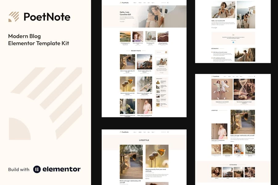 PoetNote – Template Kit Elementor Pro para blogs modernos