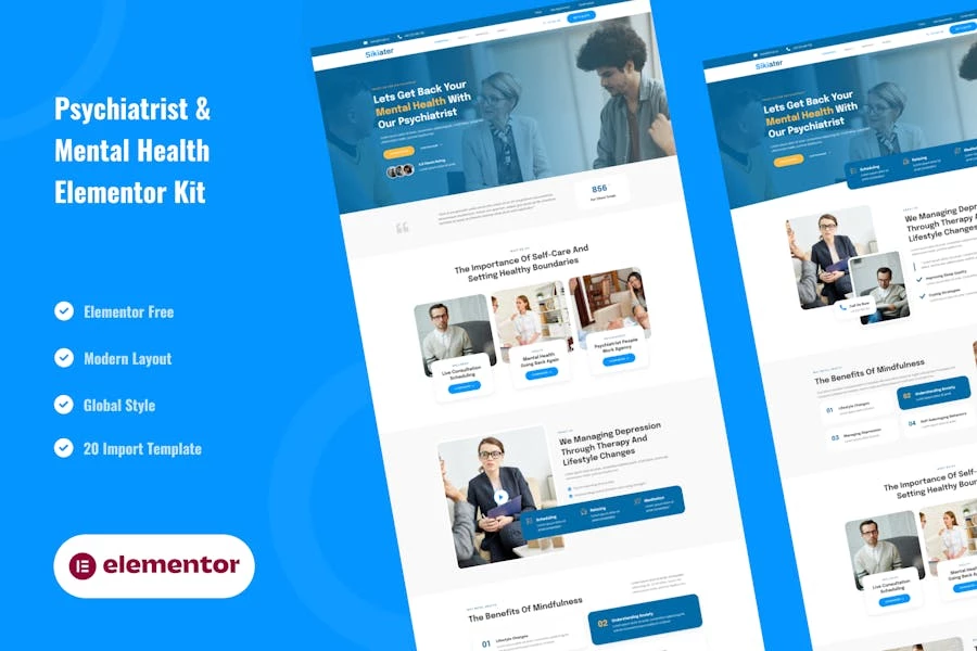 Sikiater – Template Kit Elementor para psiquiatras y servicios de salud mental