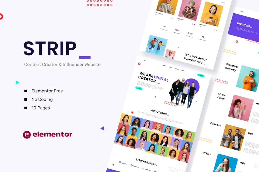 Strip – Template Kit Elementor para creadores de contenido e influenciadores