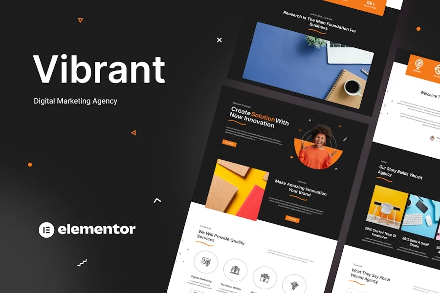 Vibrant – Template Kit Elementor de agencia digital