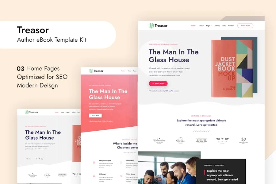 Treasor – Template Kit eBook de autor Elementor