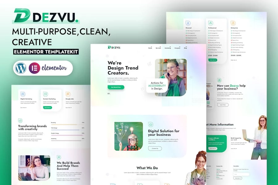 DezVu – Template Kit Elementor de agencia creativa