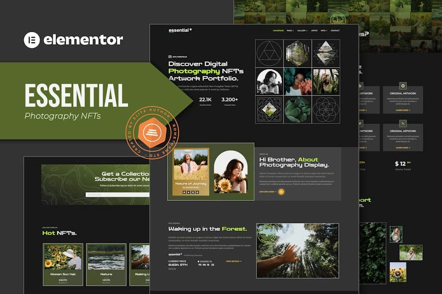 Esencial – Template Kit de Elementor para Porfolio NFT