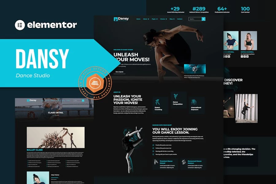 Dansy – Kit de plantillas Elementor Pro para estudio de danza