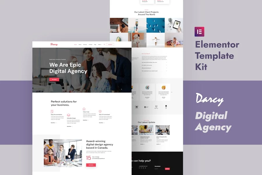 Darcy – Kit de Plantillas Elementor para Agencia Creativa