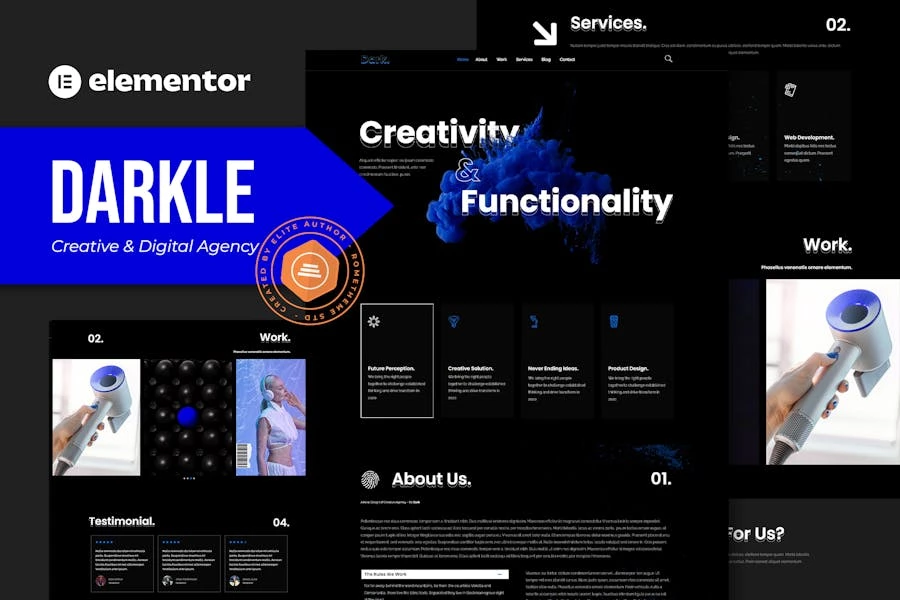 Darkle – Template Kit Elementor para agencia creativa y digital