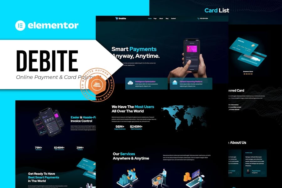 Débito – Template Kit de Elementor de pago con tarjeta y pago en línea