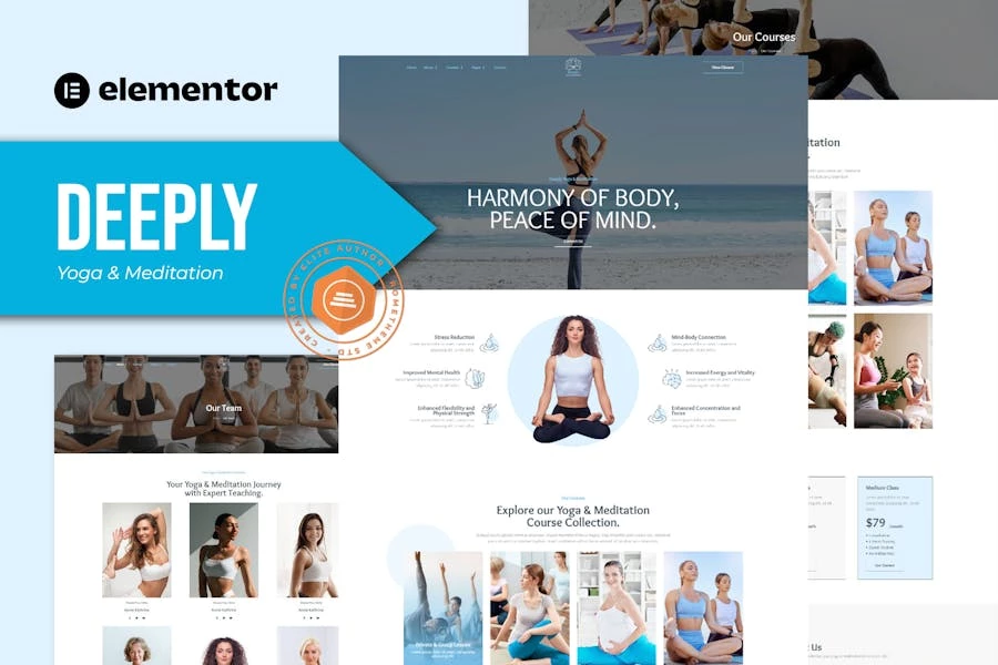 Deeply – Kit de plantillas Elementor para yoga y meditación