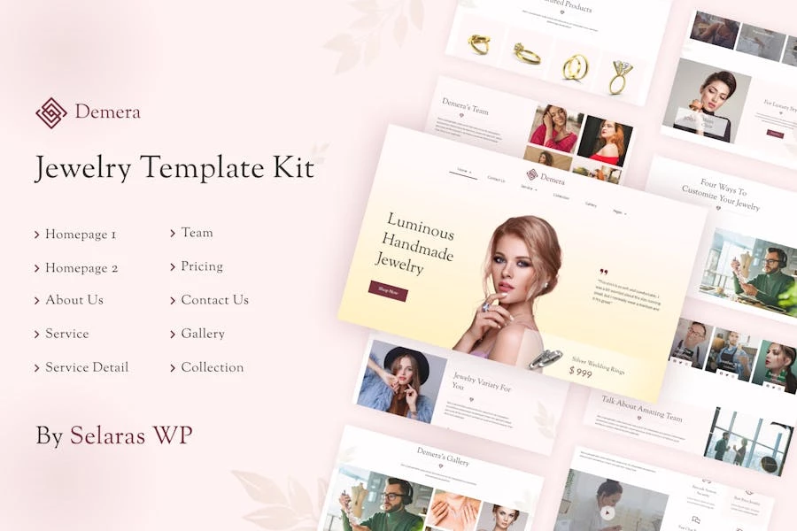 Demera – Template Kit Elementor para tienda y fabricante de joyas