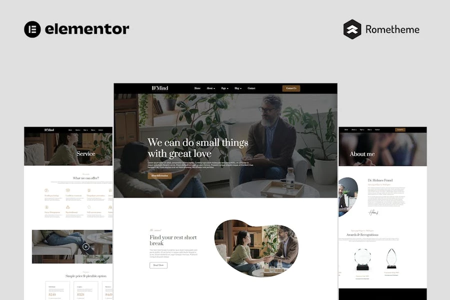 D’Mind – Template Kit de sitio completo de psicología y asesoramiento Elementor Pro