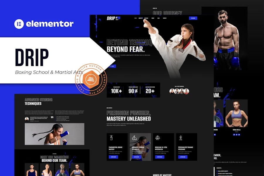 Drip – Kit de plantillas Elementor para escuelas de boxeo y artes marciales