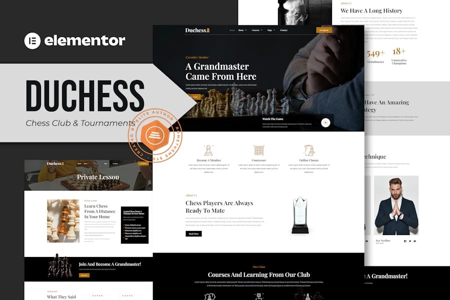 Duchess – Template Kit Elementor para Club de Ajedrez y Torneo